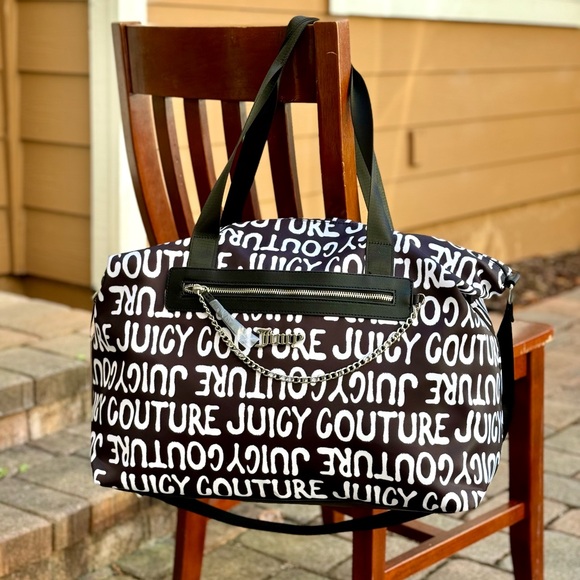 Juicy Couture Black White Chain Up Overnighter - NWT - Picture 7 of 10